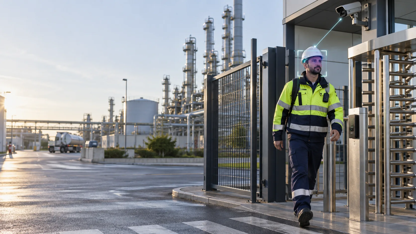 Biometric access control with facial recognition at a critical infrastructure site